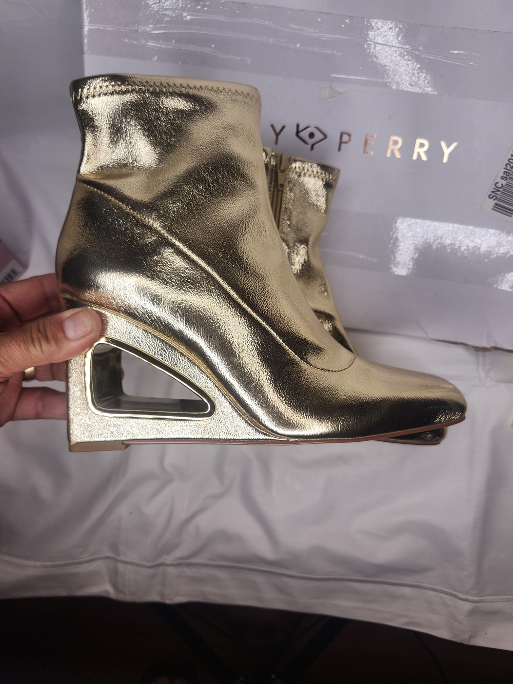 Katy Perry Collections Metallic Gold Ankle Boots - Picture 2 of 6